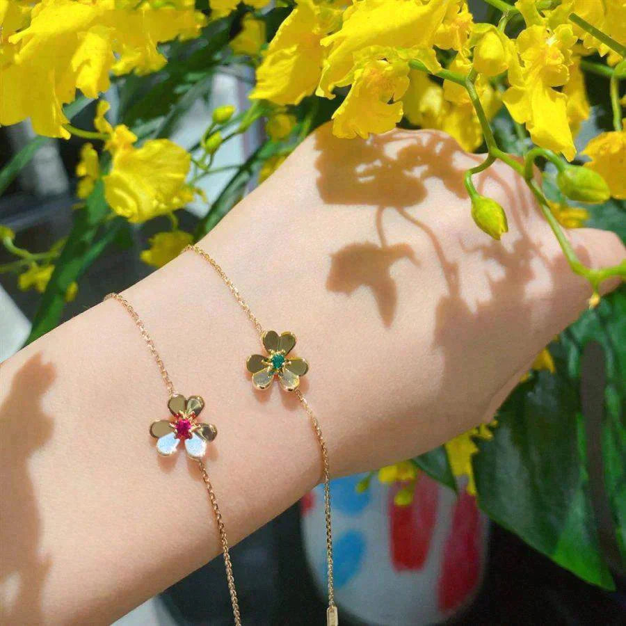 [✨Rose💎]BRACELET FRIVOLE EN MALACHITE ROSE À FLEURS D'OR