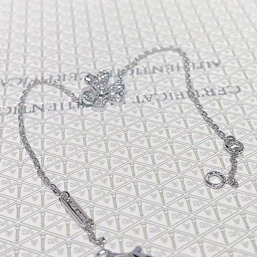 [✨Rose💎]BRACELET FRIVOLE EN ARGENT ET DIAMANT À FLEURS 