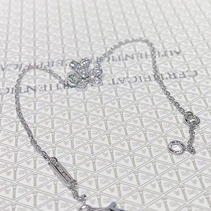 [✨Rose💎]BRACELET FRIVOLE EN ARGENT ET DIAMANT À FLEURS 