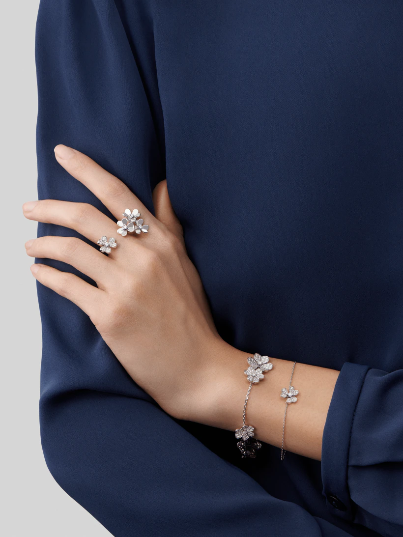 [✨Rose💎]BRACELET FRIVOLE EN ARGENT ET DIAMANT À FLEURS 