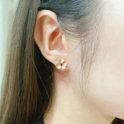 [✨Rose💎]BOUCLES D'OREILLES FLEUR FRIVOLE ROSE