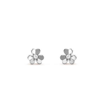 [✨Rose💎]Boucles d'oreilles FRIVOLE MINI FLEUR ARGENTÉE