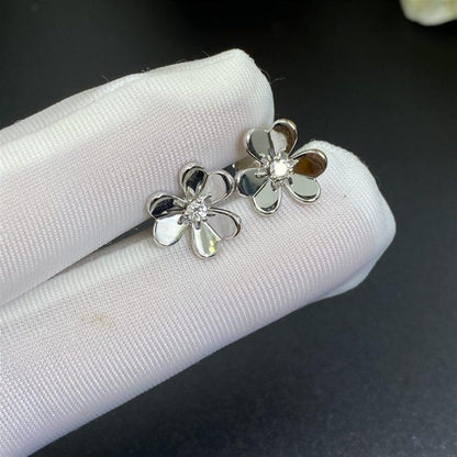 [✨Rose💎]Boucles d'oreilles FRIVOLE MINI FLEUR ARGENTÉE
