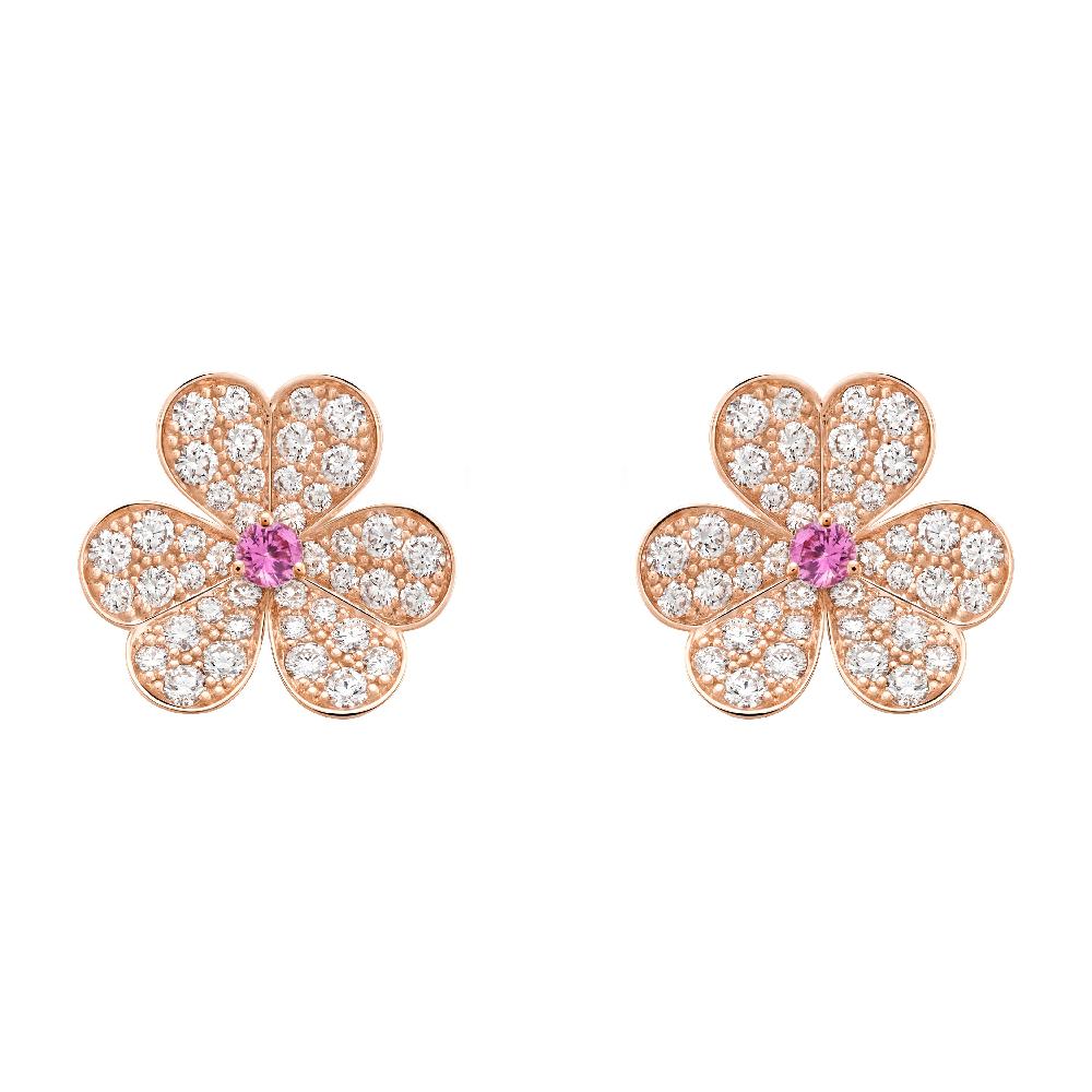[✨Rose💎]Boucles d'oreilles FRIVOLE en or rose et diamants