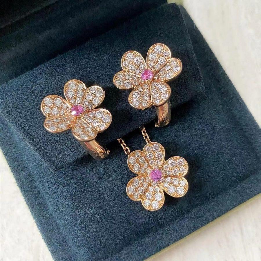 [✨Rose💎]Boucles d'oreilles FRIVOLE en or rose et diamants