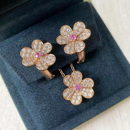 [✨Rose💎]Boucles d'oreilles FRIVOLE en or rose et diamants