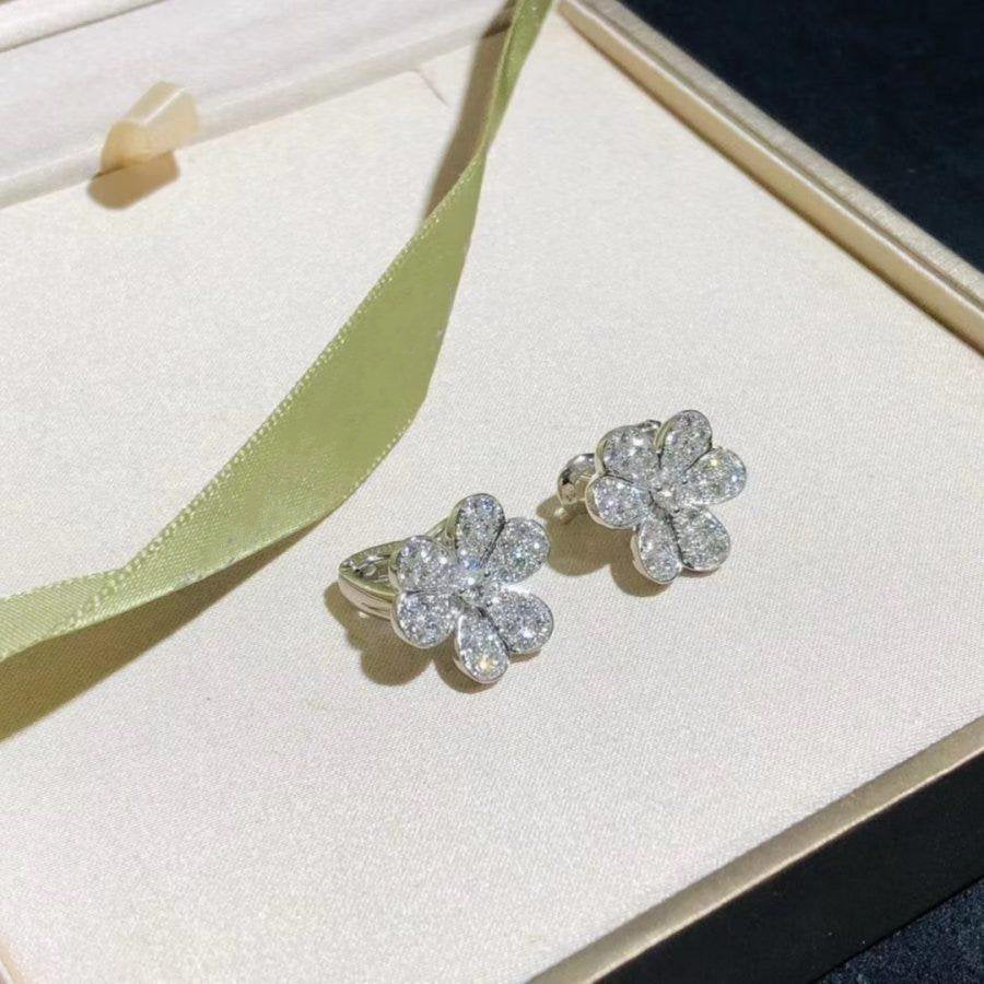 [✨Rose💎]Boucles d'oreilles FRIVOLE en argent et diamants