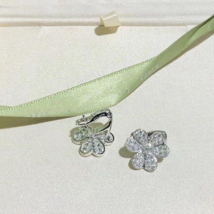 [✨Rose💎]Boucles d'oreilles FRIVOLE en argent et diamants