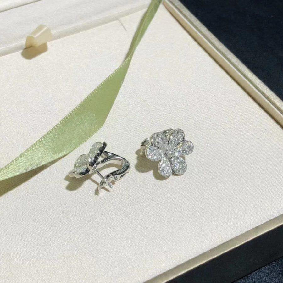 [✨Rose💎]Boucles d'oreilles FRIVOLE en argent et diamants