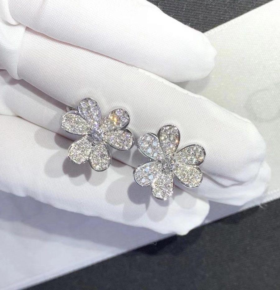 [✨Rose💎]Boucles d'oreilles FRIVOLE en argent et diamants