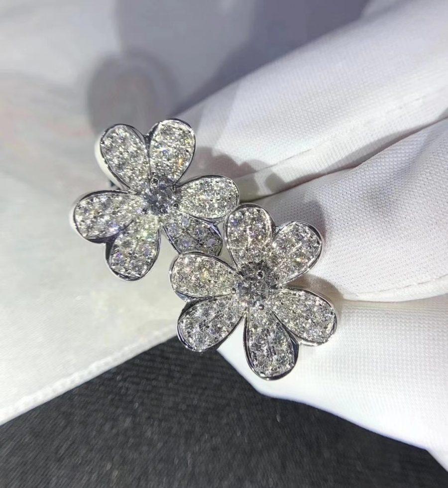 [✨Rose💎]Boucles d'oreilles FRIVOLE en argent et diamants