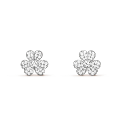 [✨Rose💎]Boucles d'oreilles FRIVOLE en argent et diamants