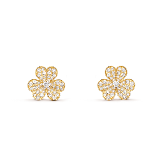 [✨Rose💎]FRIVOLE GOLD FLOWER DIAMOND EARRINGS