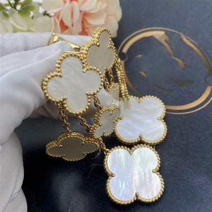 [✨Rose💎]BOUCLES D'OREILLES TRÈFLE NACRE BLANCHE 4 MOTIFS OR