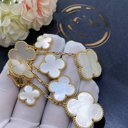 [✨Rose💎]BOUCLES D'OREILLES TRÈFLE NACRE BLANCHE 4 MOTIFS OR