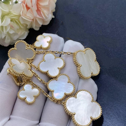 [✨Rose💎]BOUCLES D'OREILLES TRÈFLE NACRE BLANCHE 4 MOTIFS OR
