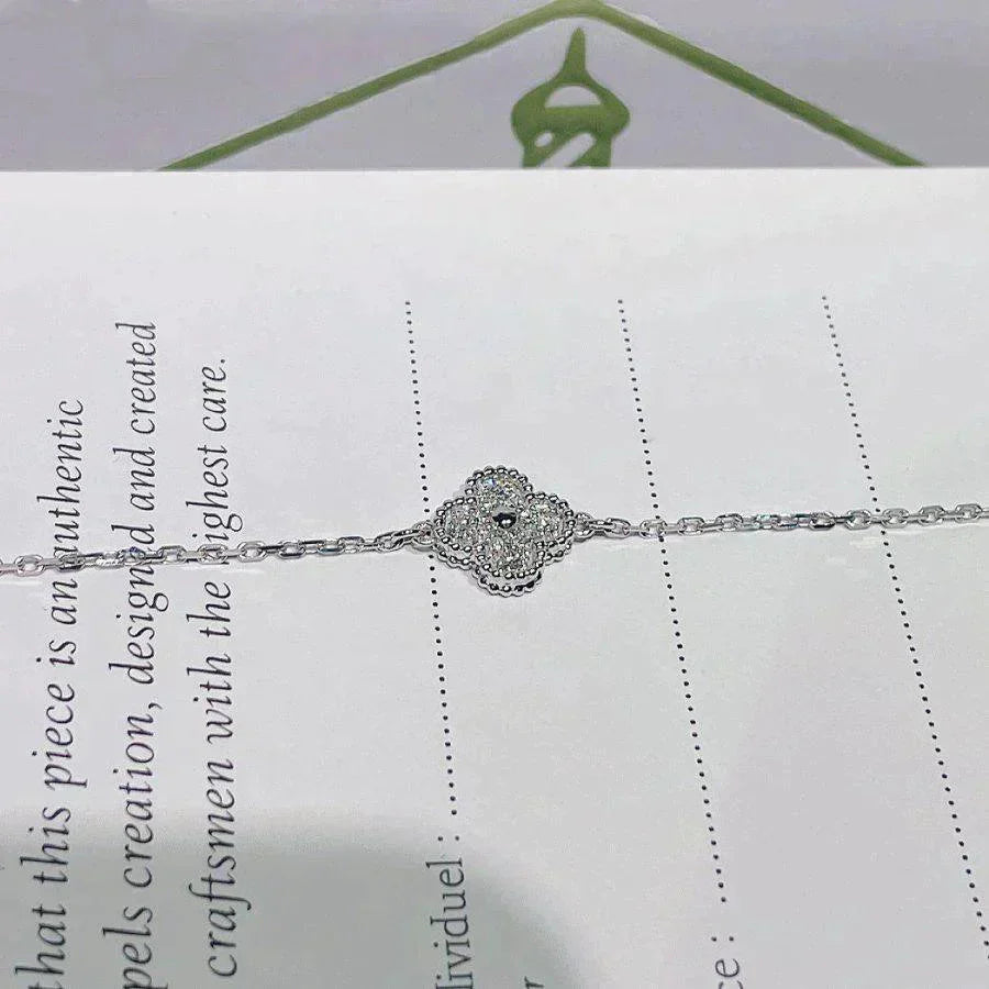[✨Rose💎]BRACELET FLEUR UNIQUE TRÈFLE ARGENT