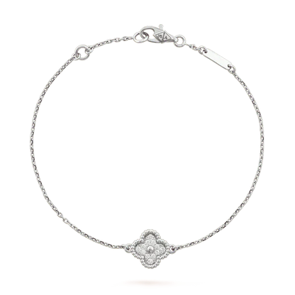 [✨Rose💎]BRACELET FLEUR UNIQUE TRÈFLE ARGENT