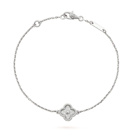 [✨Rose💎]BRACELET FLEUR UNIQUE TRÈFLE ARGENT