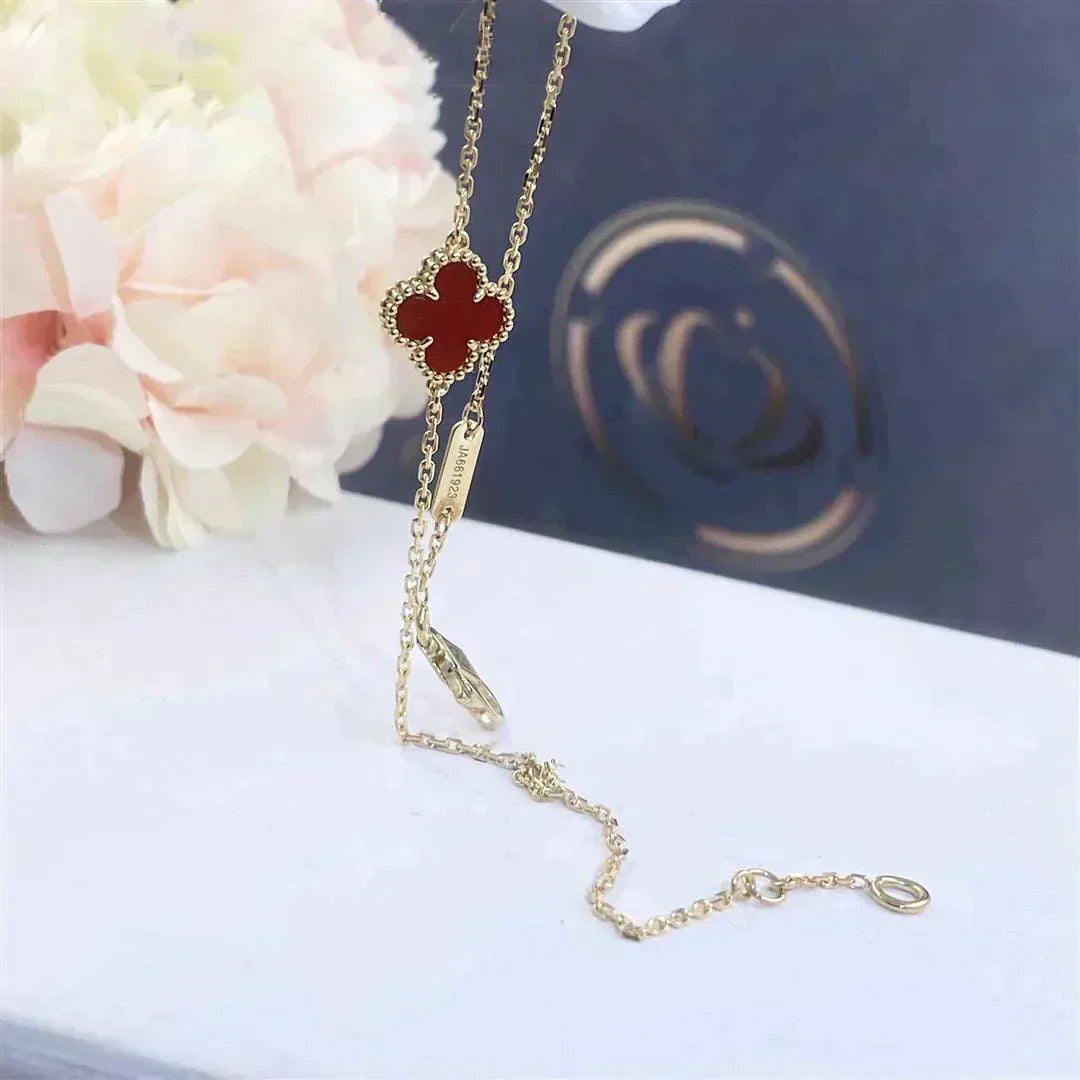 [✨Rose💎]BRACELET FLEUR UNIQUE CORNALINE TRÈFLE