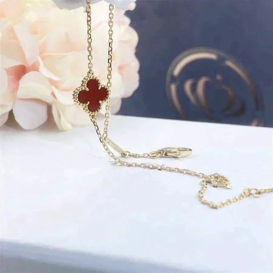 [✨Rose💎]BRACELET FLEUR UNIQUE CORNALINE TRÈFLE