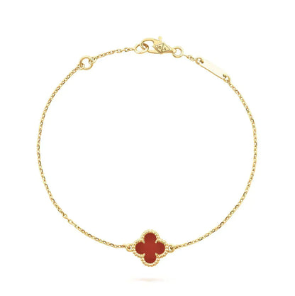 [✨Rose💎]BRACELET FLEUR UNIQUE CORNALINE TRÈFLE