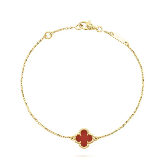 [✨Rose💎]BRACELET FLEUR UNIQUE CORNALINE TRÈFLE