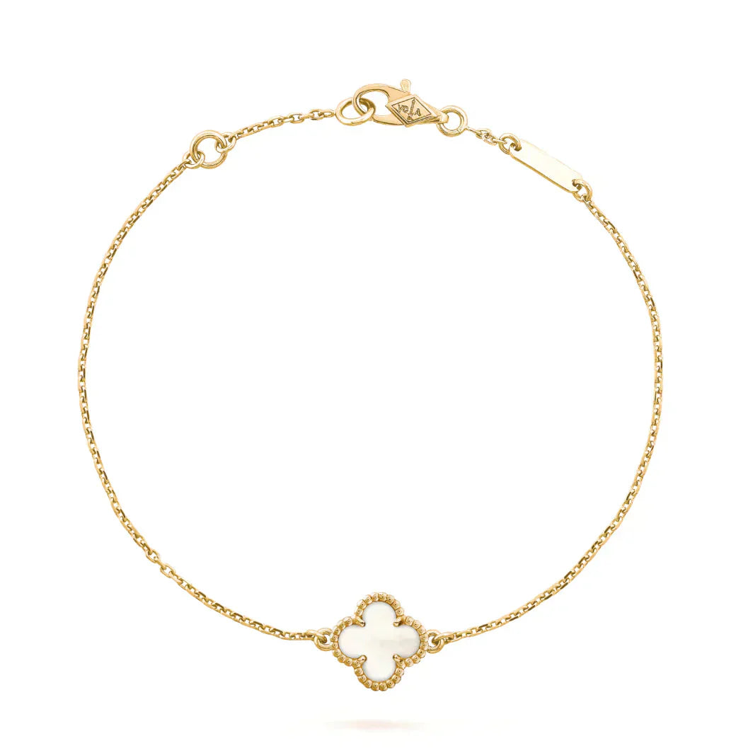 [✨Rose💎]BRACELET À FLEUR UNIQUE EN NACRE BLANCHE TRÈFLE