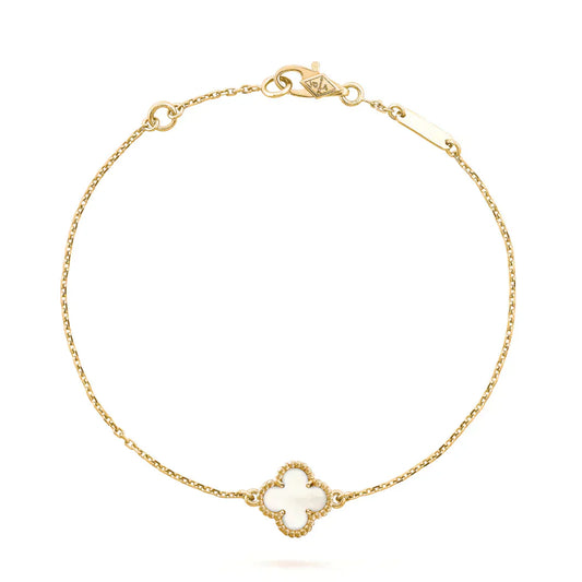 [✨Rose💎]BRACELET À FLEUR UNIQUE EN NACRE BLANCHE TRÈFLE