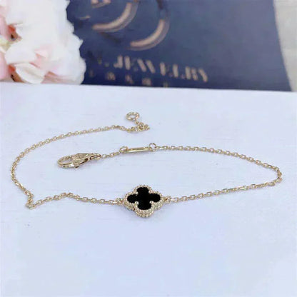 [✨Rose💎]BRACELET FLEUR UNIQUE TRÈFLE ONYX
