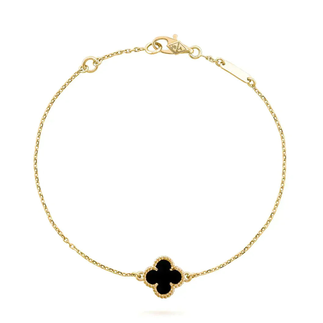 [✨Rose💎]BRACELET FLEUR UNIQUE TRÈFLE ONYX