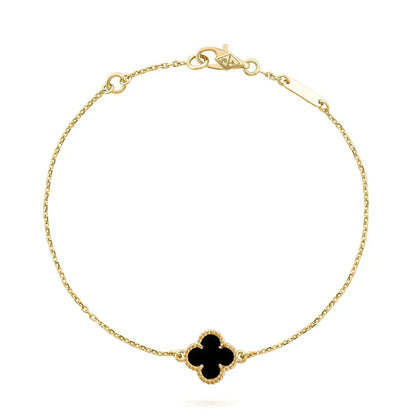 [✨Rose💎]BRACELET FLEUR UNIQUE TRÈFLE ONYX