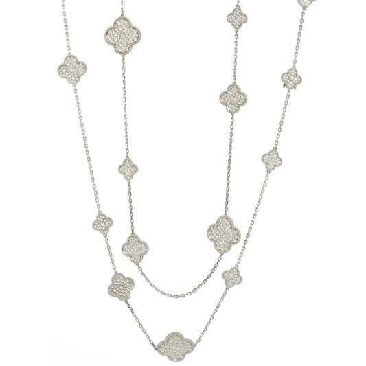 [✨Rose💎] COLLIER EN ARGENT ET CALCÉDOINE À 16 MOTIFS DE TRÈFLE