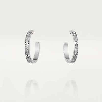 [✨Rose💎]Boucles d'oreilles créoles en argent et diamant Love