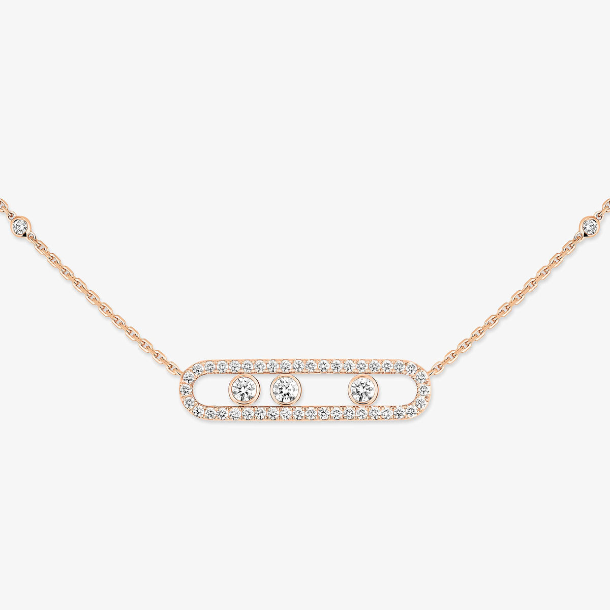 [✨Rose💎] Move Pave_ Rose Gold Diamond Necklace