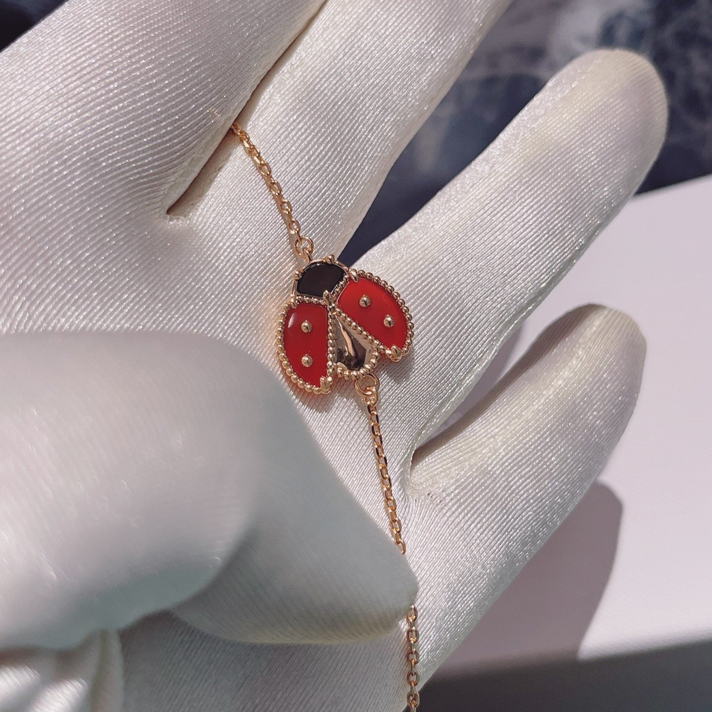 [✨Rose💎]BRACELET EN OR ROSE À 1 MOTIF LUCKY SPRING