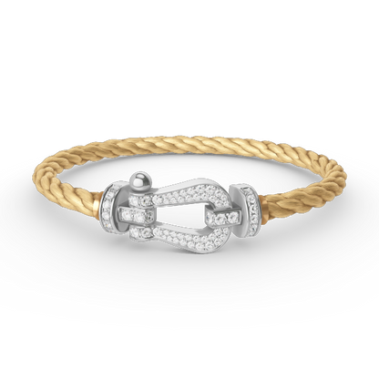[✨Rose💎]BRACELET FORCE GRAND FER À CHEVAL EN ARGENT