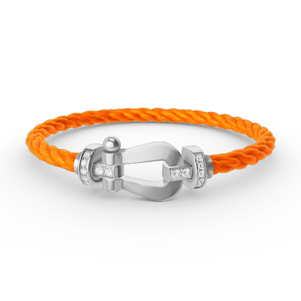 [✨Rose💎]BRACELET FORCE LARGE FER À CHEVAL DEMI-DIAMANT ARGENT