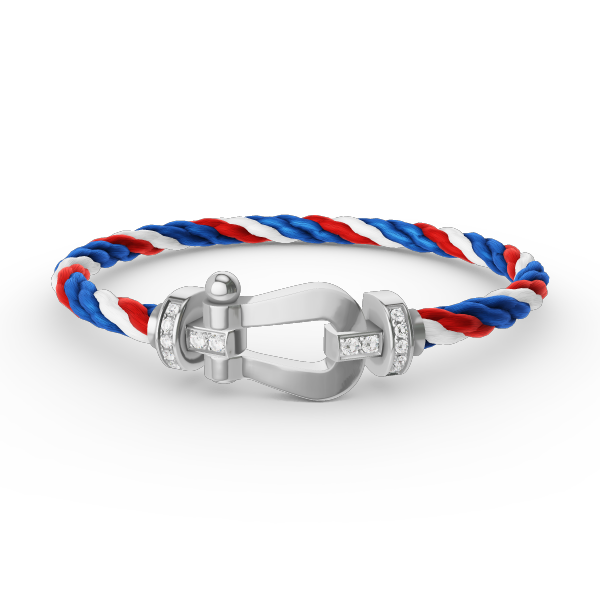 [✨Rose💎]BRACELET FORCE LARGE FER À CHEVAL DEMI-DIAMANT ARGENT