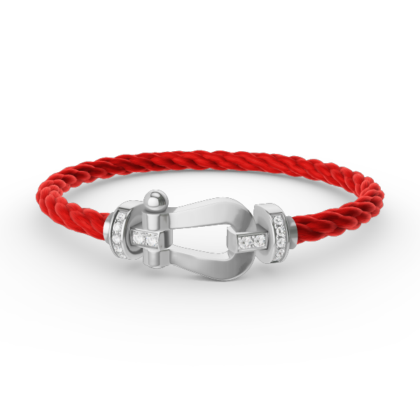 [✨Rose💎]BRACELET FORCE LARGE FER À CHEVAL DEMI-DIAMANT ARGENT