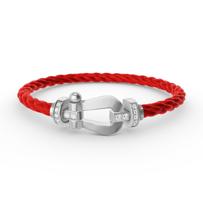 [✨Rose💎]BRACELET FORCE LARGE FER À CHEVAL DEMI-DIAMANT ARGENT