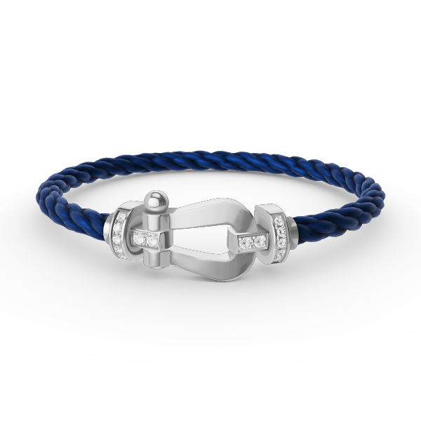 [✨Rose💎]BRACELET FORCE LARGE FER À CHEVAL DEMI-DIAMANT ARGENT