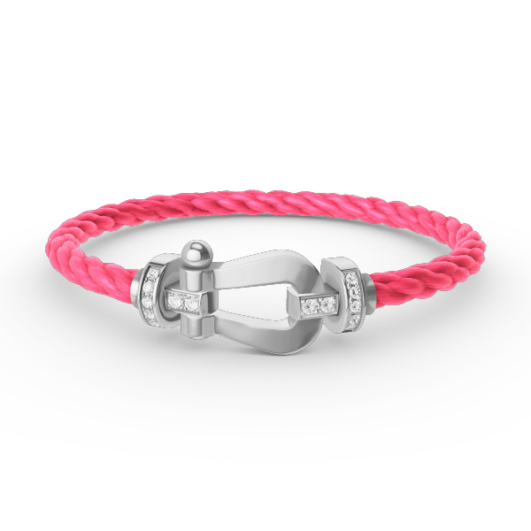 [✨Rose💎]BRACELET FORCE LARGE FER À CHEVAL DEMI-DIAMANT ARGENT