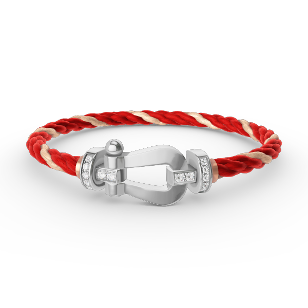 [✨Rose💎]BRACELET FORCE LARGE FER À CHEVAL DEMI-DIAMANT ARGENT