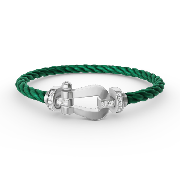[✨Rose💎]BRACELET FORCE LARGE FER À CHEVAL DEMI-DIAMANT ARGENT