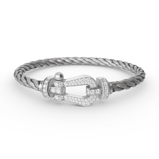[✨Rose💎]BRACELET FORCE GRAND FER À CHEVAL EN ARGENT