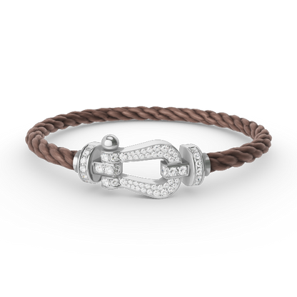 [✨Rose💎]BRACELET FORCE GRAND FER À CHEVAL EN ARGENT