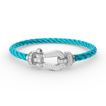 [✨Rose💎]BRACELET FORCE GRAND FER À CHEVAL EN ARGENT