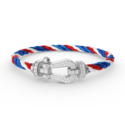 [✨Rose💎]BRACELET FORCE GRAND FER À CHEVAL EN ARGENT