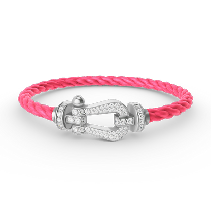[✨Rose💎]BRACELET FORCE GRAND FER À CHEVAL EN ARGENT